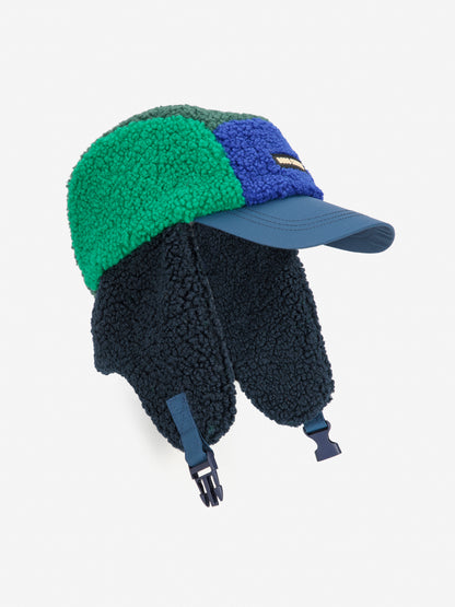 Czapka color block sheepskin chapka