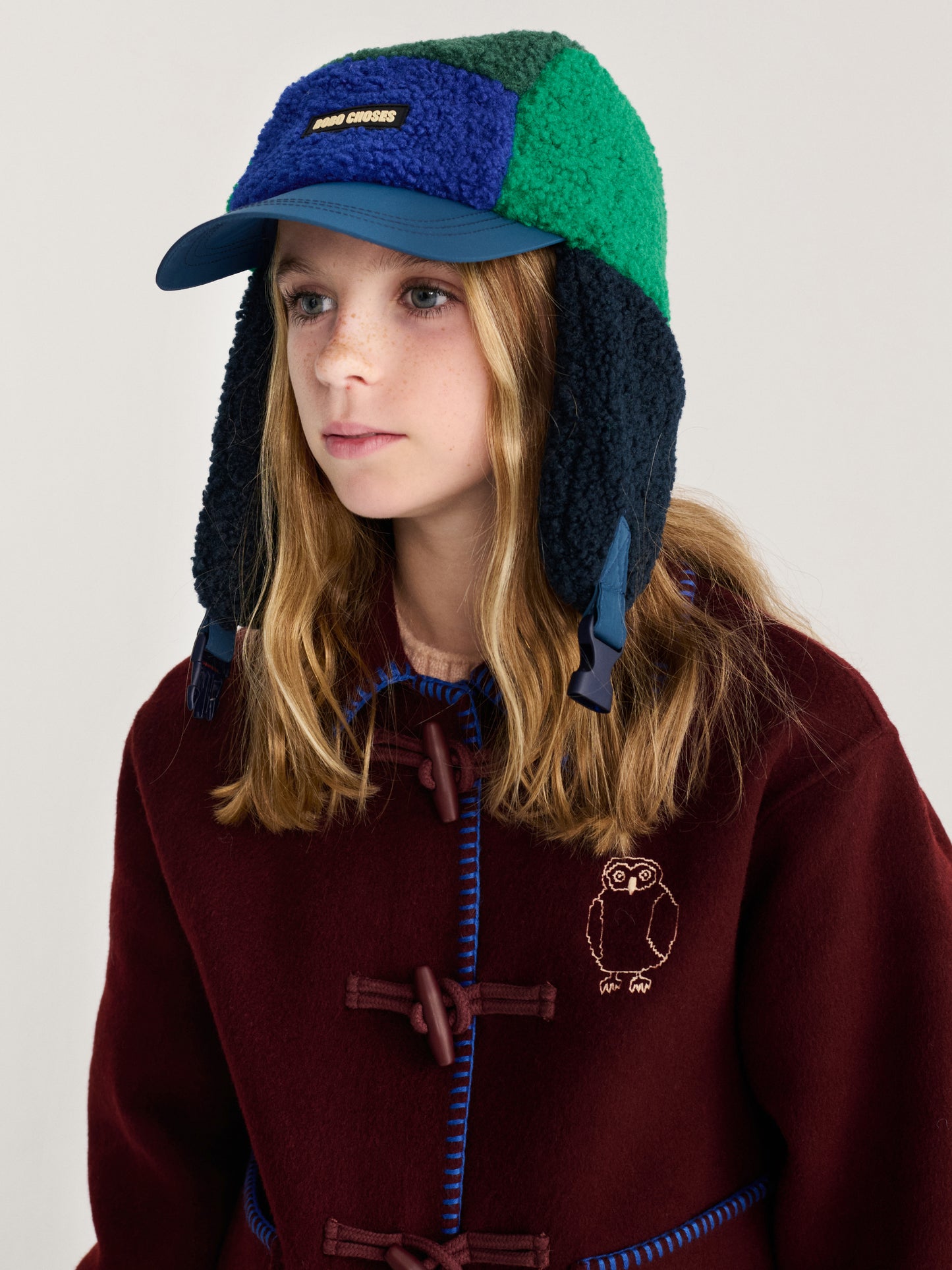 Czapka color block sheepskin chapka