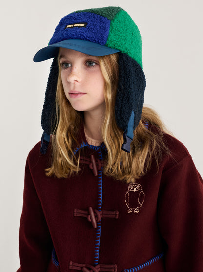Czapka color block sheepskin chapka