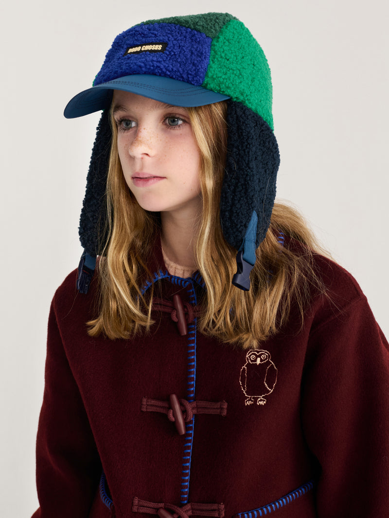 Czapka color block sheepskin chapka