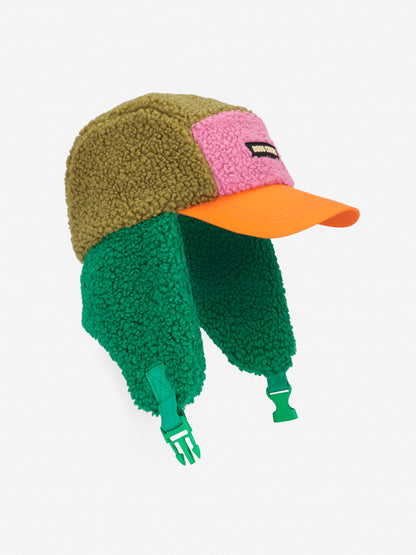 Czapka color block sheepskin chapka