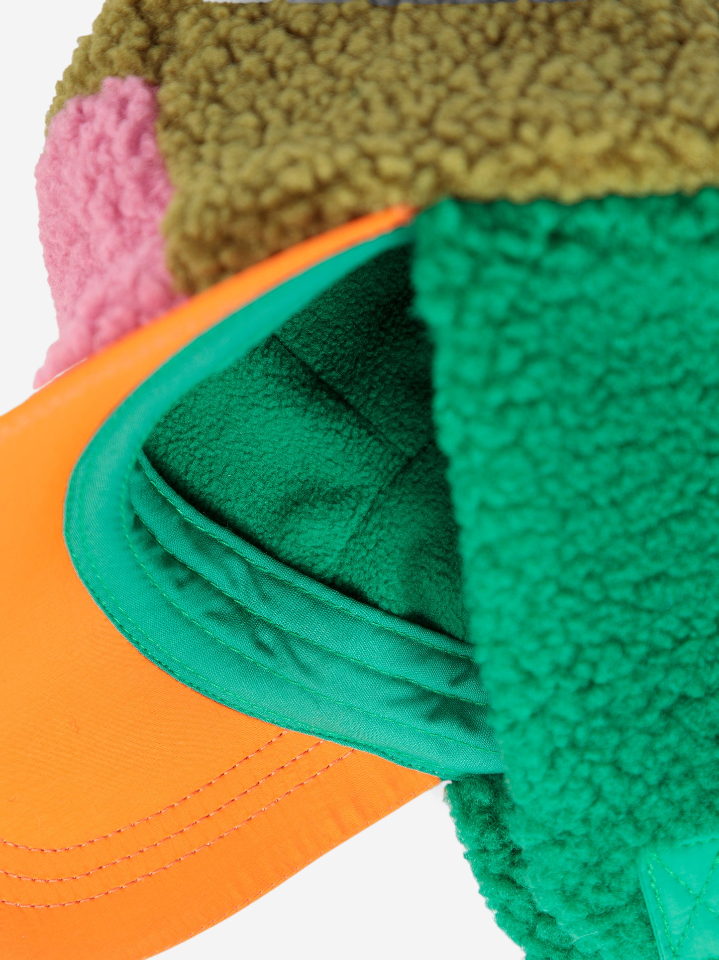 Czapka color block sheepskin chapka