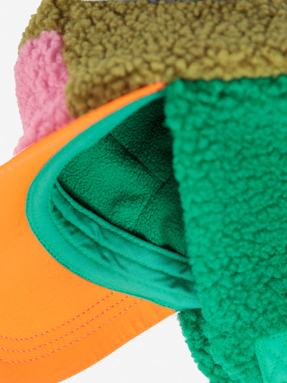 Czapka color block sheepskin chapka