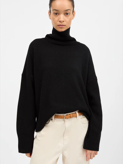 Silene Merino T-Neck BLACK