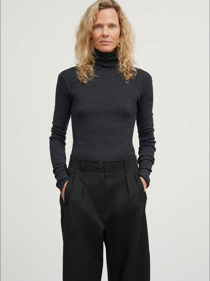 Esme Merino T-Neck DARK GREY MELANGE