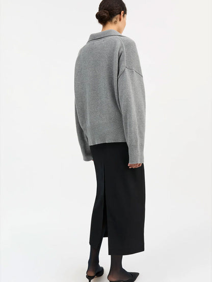 Dean V-neck Merino Jumper GREY MELANGE