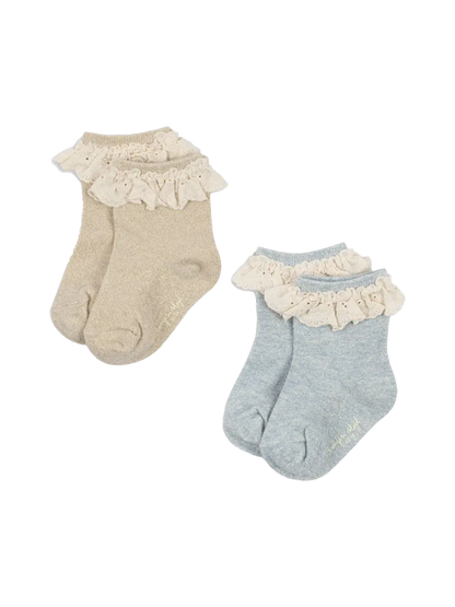 2 Pack Glitter Frill Socks Konges Slojd BEBE Concept 