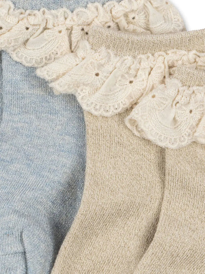 2 Pack Glitter Frill Socks Konges Slojd BEBE Concept 