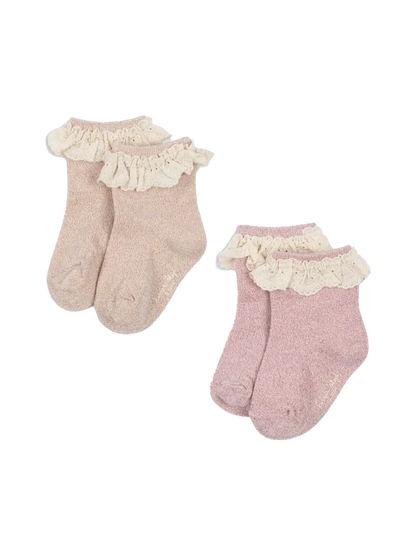 2 Pack Glitter Frill Socks Konges Slojd BEBE Concept 
