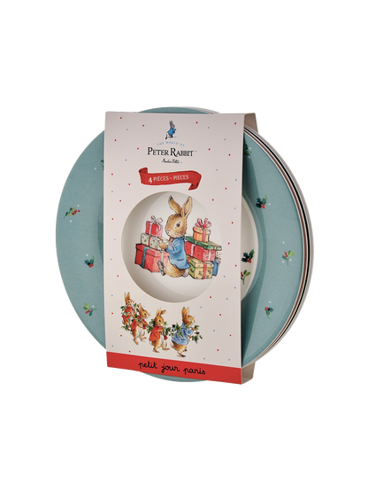 Dětský vánoční melaminový talíř s motivem králíka Petra CHRISTMAS WINDOW