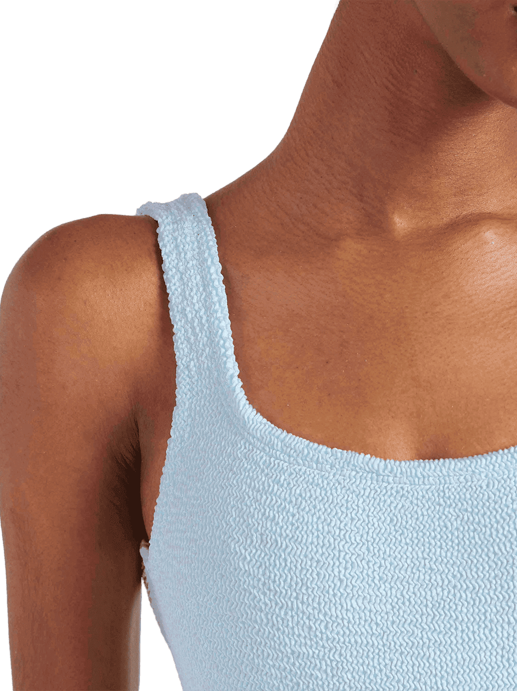 Jednoczęściowy kostium kąpielowy Square Neck METALLIC ICE BLUE