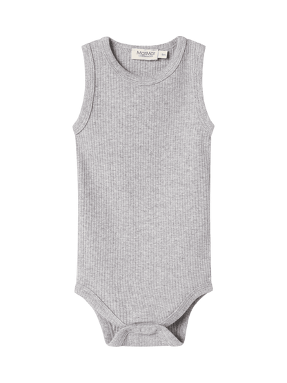 Prążkowane body niemowlęce bez rękawów LIGHT GREY