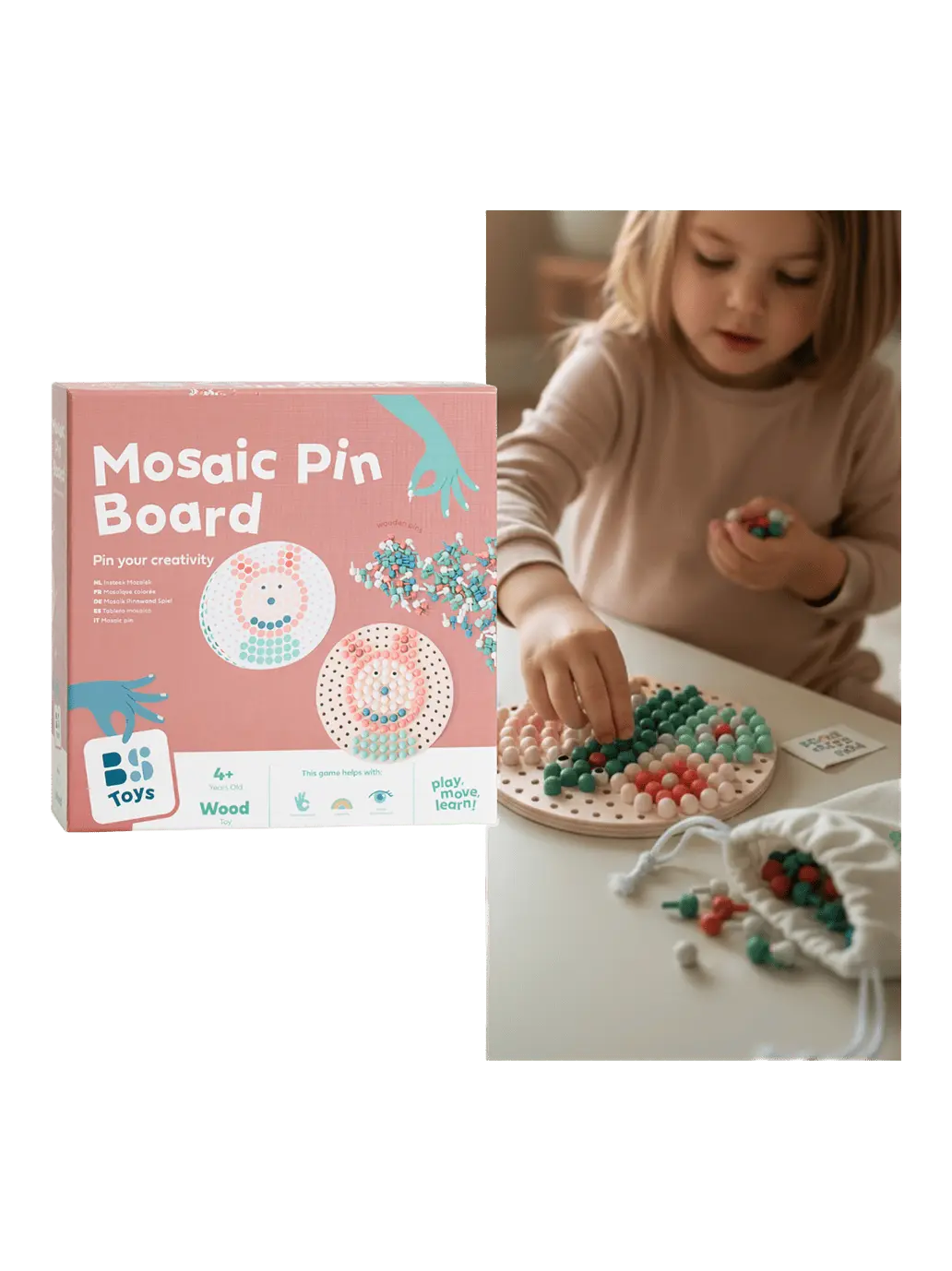 Drewniana mozaika guzikowa układanka BS Toys BEBE Concept 
