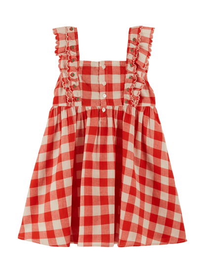 Carreau Embroidery Dress VICHY ROUGE