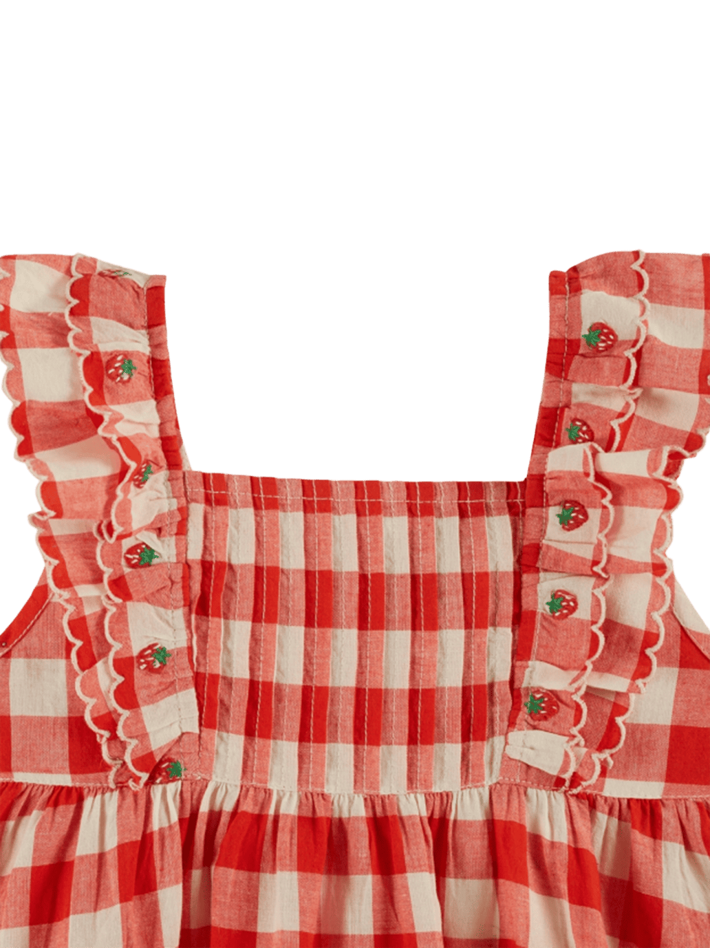 Carreau Embroidery Dress VICHY ROUGE