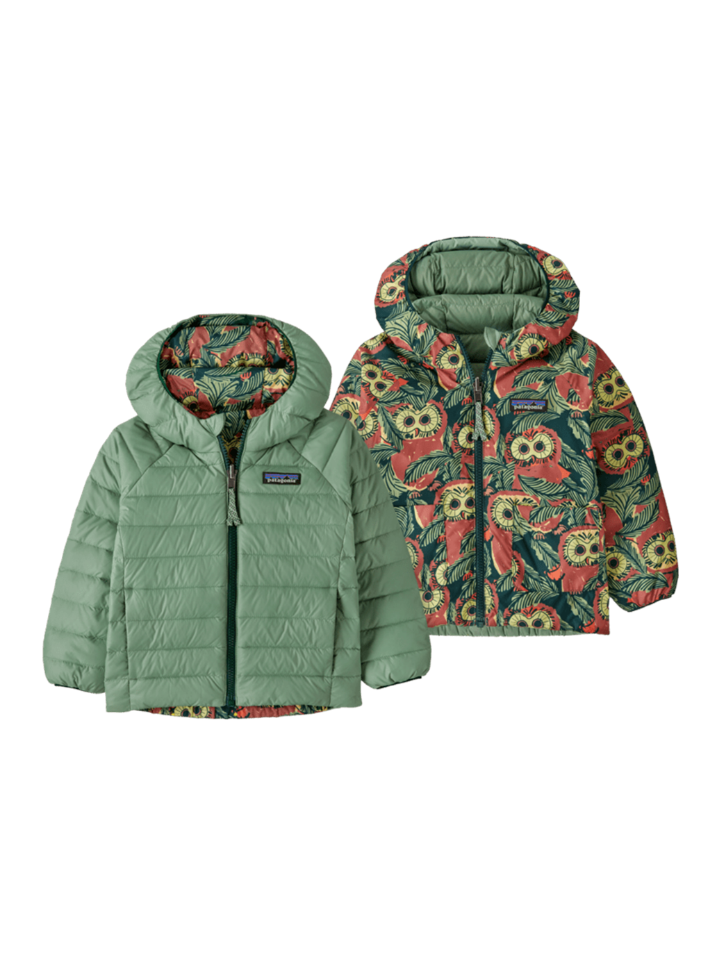 Dwustronna kurtka puchowa Baby Reversible Down Hoody SAW SEE OWL: CASCADE GREEN
