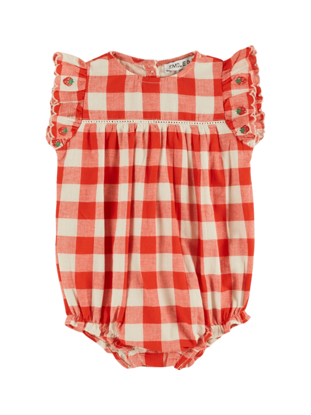 Embroidery Baby Romper VICHY ROUGE