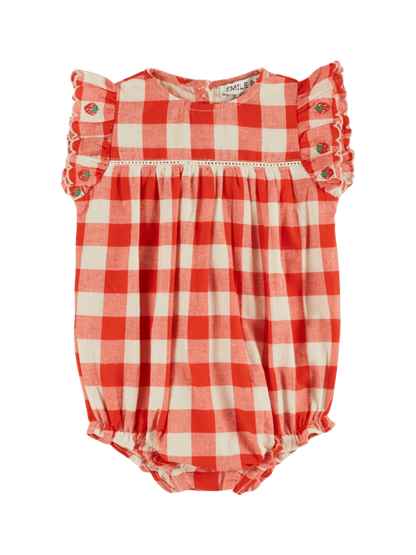 Embroidery Baby Romper VICHY ROUGE