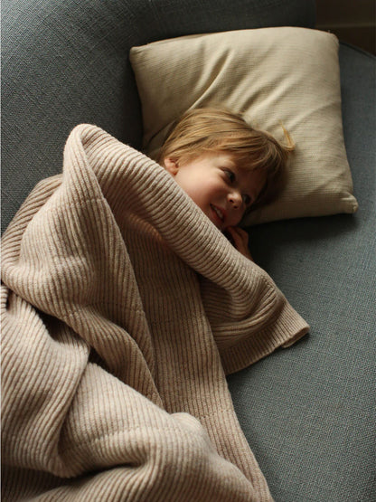 Duży koc z wełny merino Gaston SOFT BEIGE