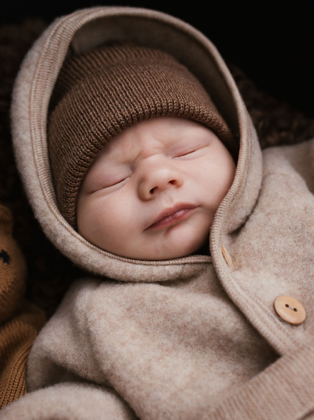 Czapka niemowlęca merino Fonzie Newborn MOCHA