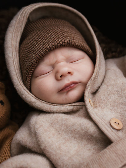 Czapka niemowlęca merino Fonzie Newborn MOCHA