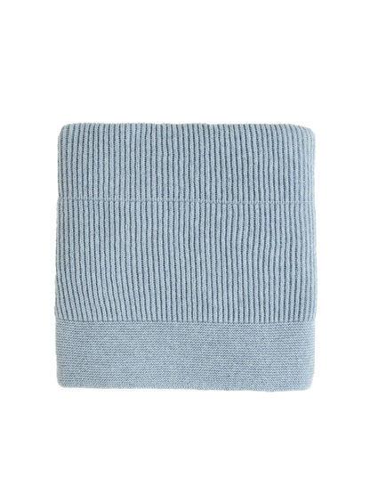 Duży koc z wełny merino Gaston FROST BLUE