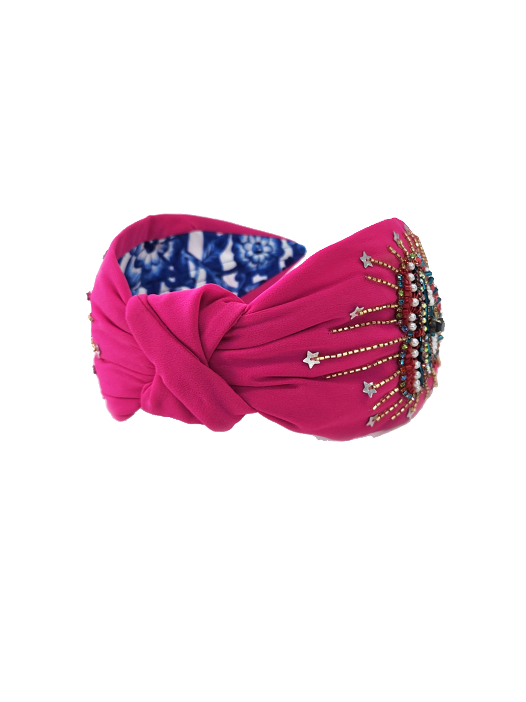 Cerchietto ricamato a mano FUCHSIA HEART