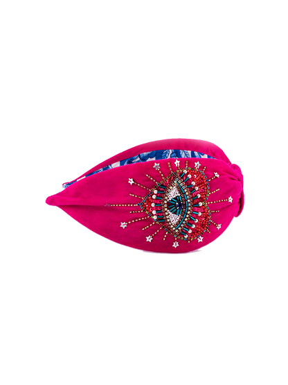 Diadema bordada a mano FUCHSIA HEART