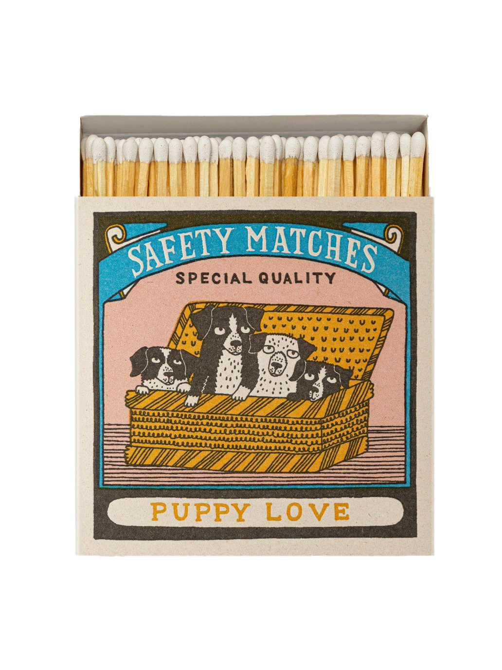 Luxurious matches in square matchbox PUPPY LOVE