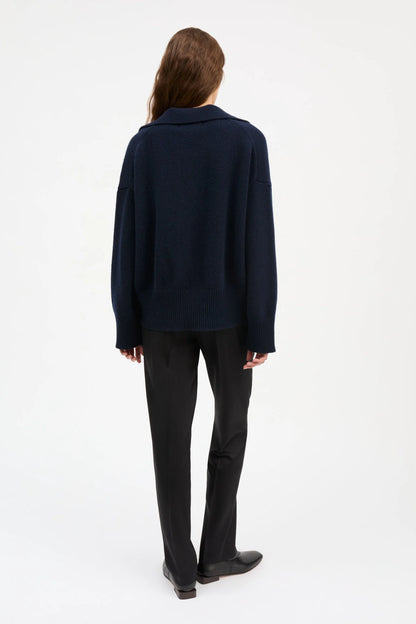 Dean V-neck Merino Jumper NAVY