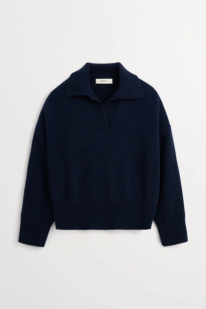 Dean V-neck Merino Jumper NAVY
