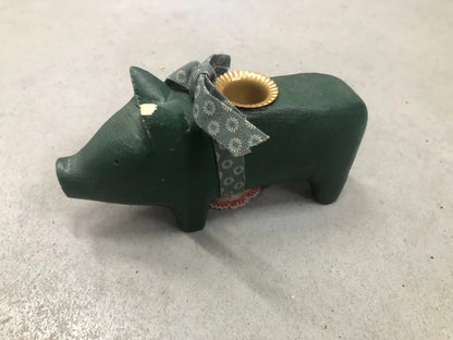 OUTLET Drewniany świecznik świnka Christmas Pig Medium - uszkodzona bébé concept BÉBÉ Concept 