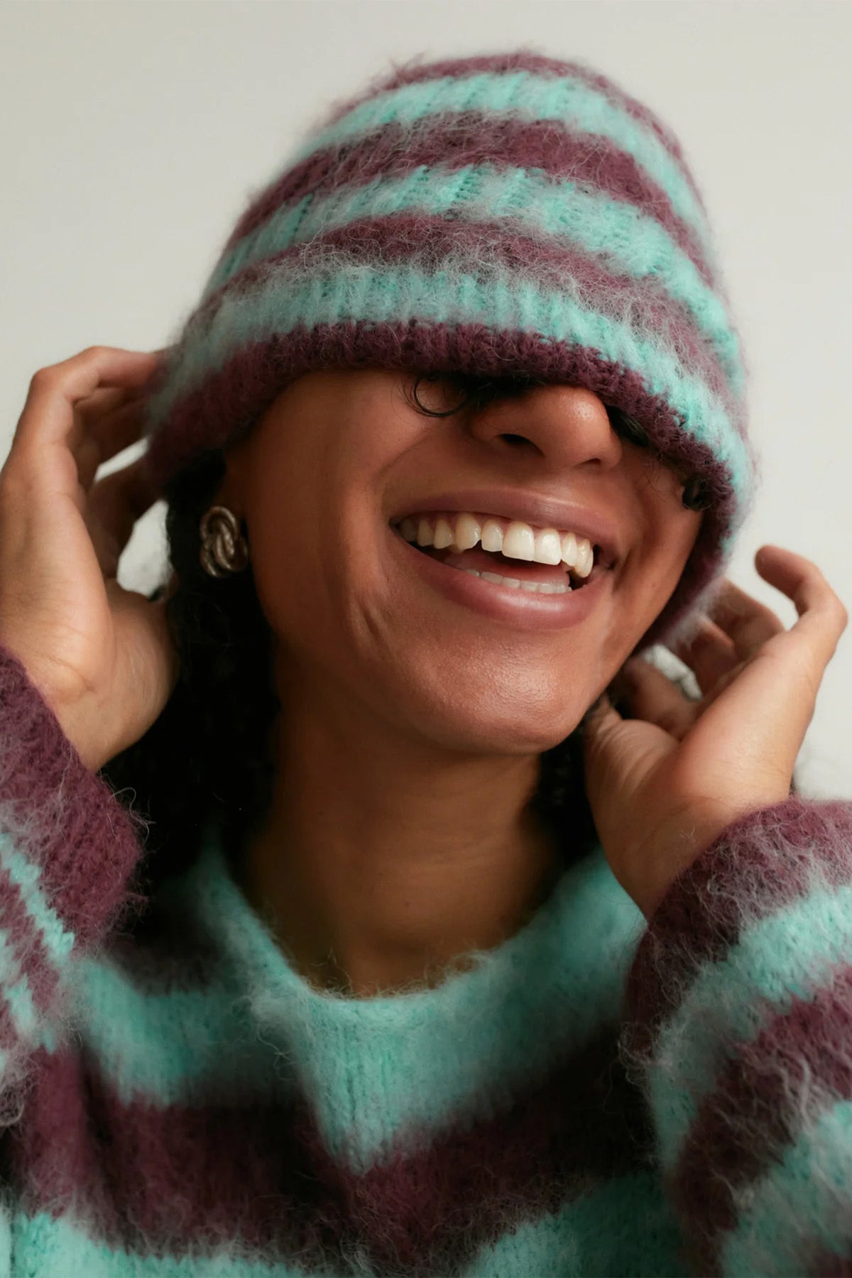 Striped Beanie Alba BURGUNDY