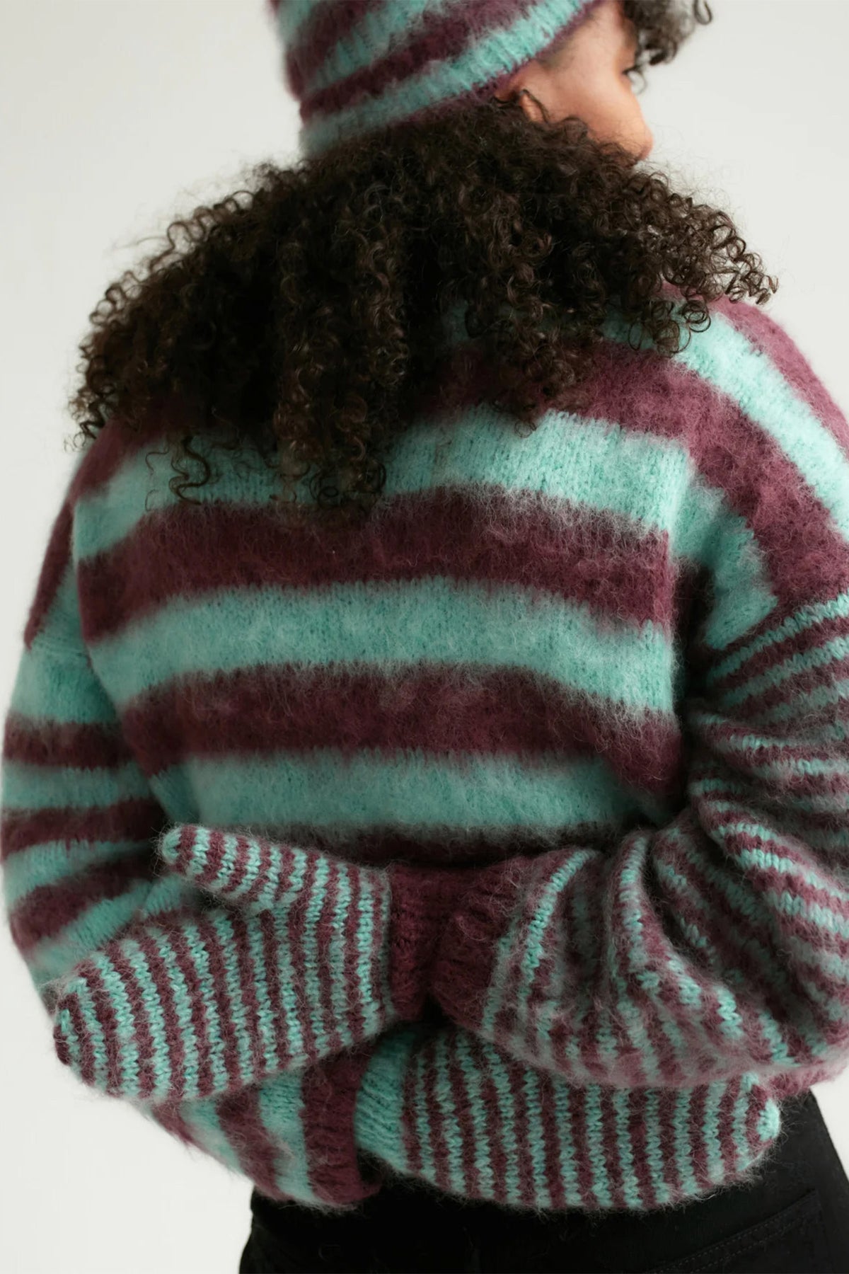 Striped Mittens Alba BURGUNDY