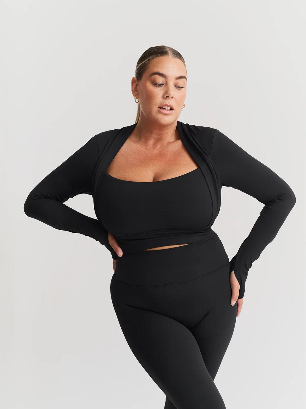 Softsculpt Bolero Long Sleeve Top BLACK