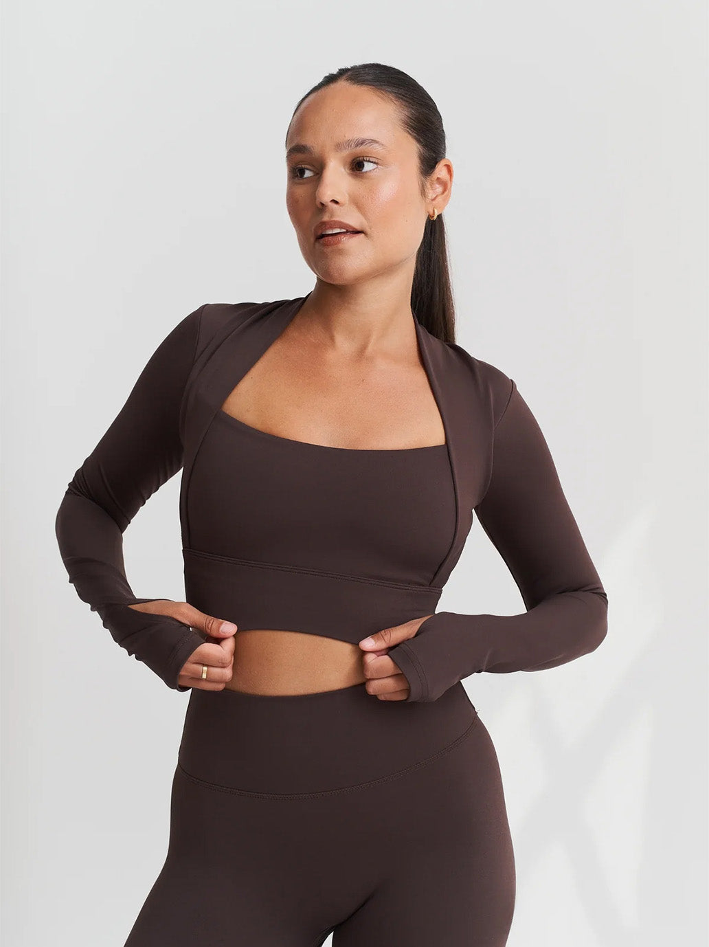 Softsculpt Bolero Long Sleeve Top ESPRESSO