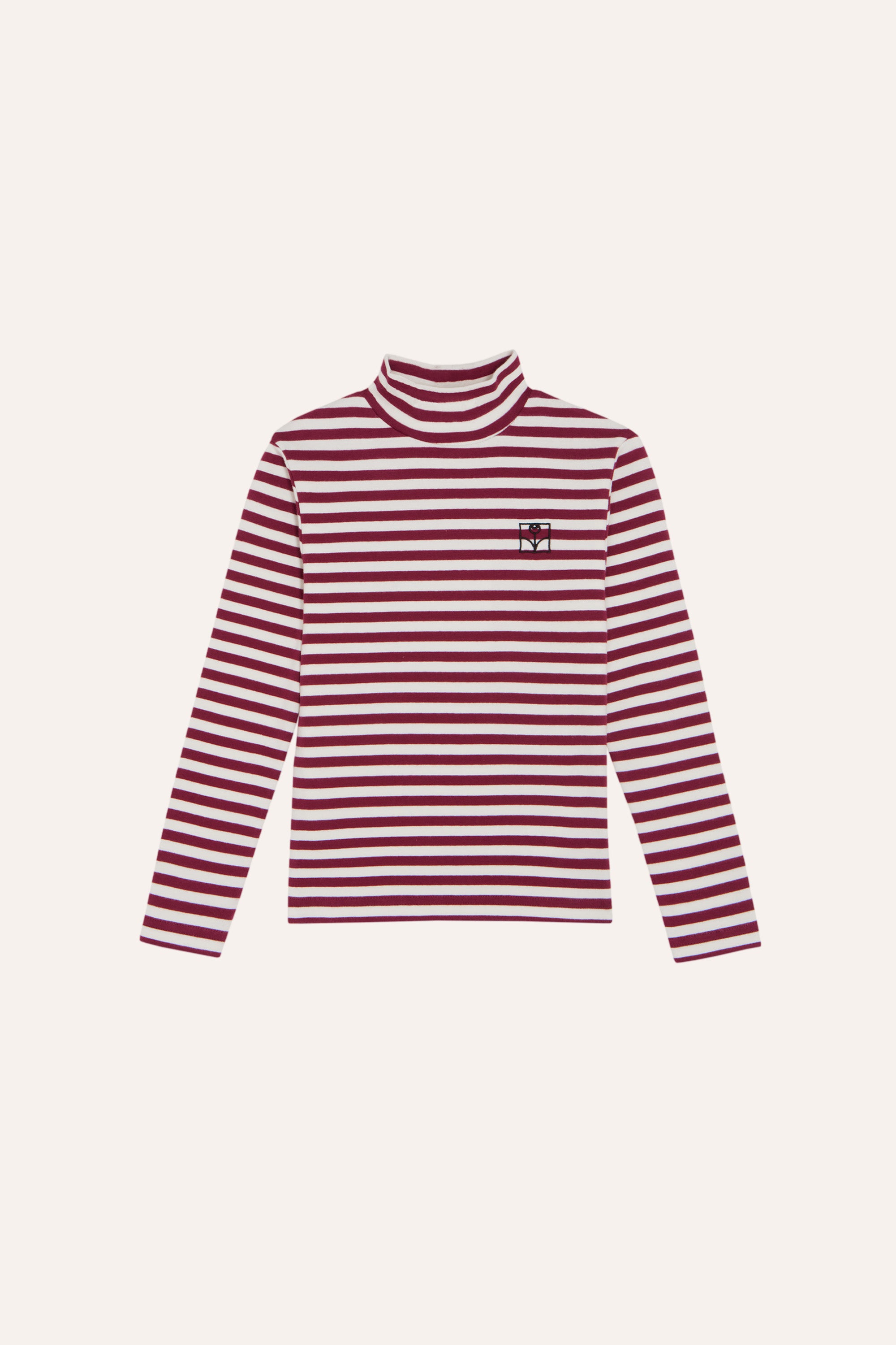 Burgundy Stripes Turtle Neck Tshirt BURGUNDY