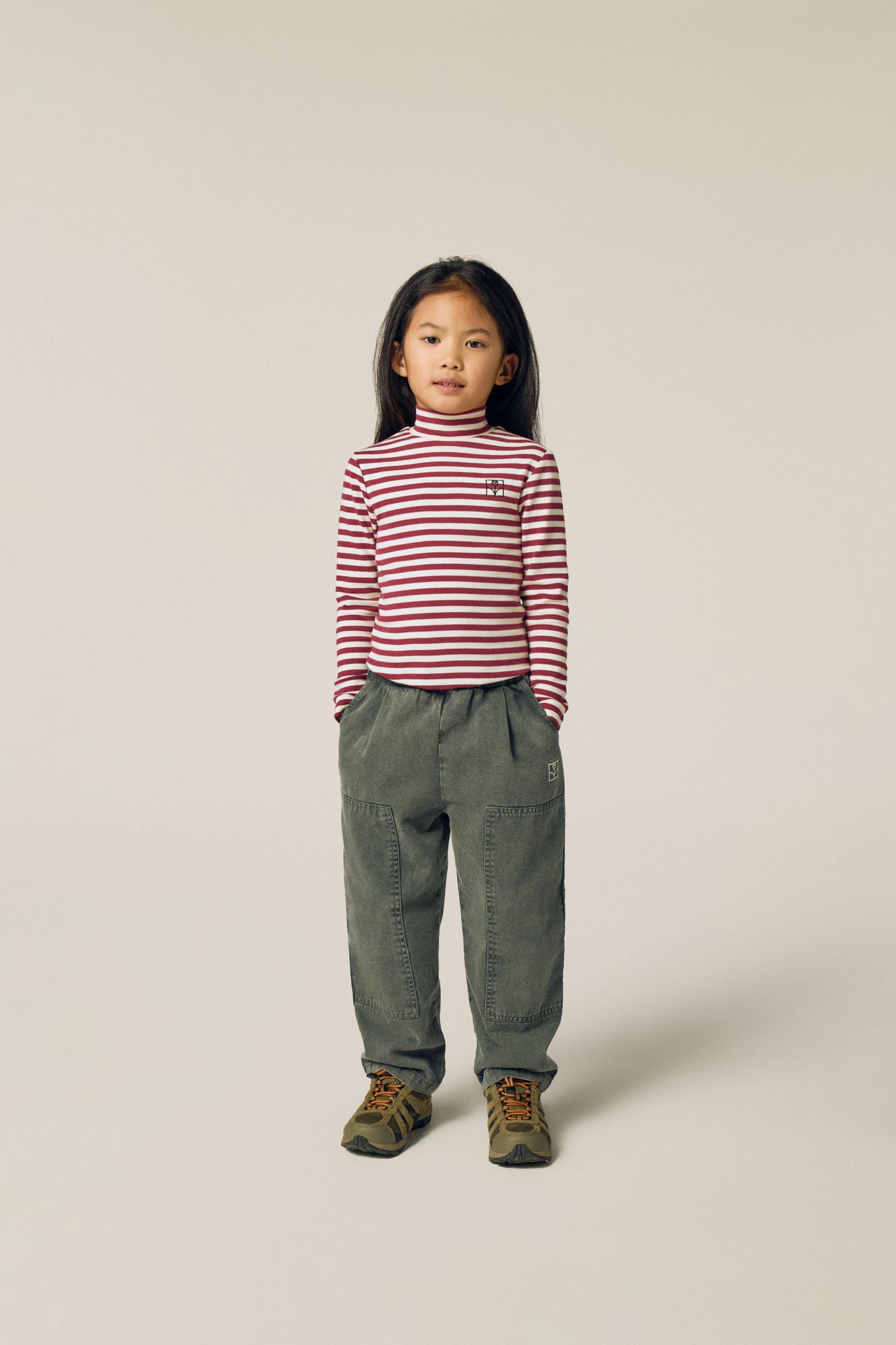 Burgundy Stripes Turtle Neck Tshirt