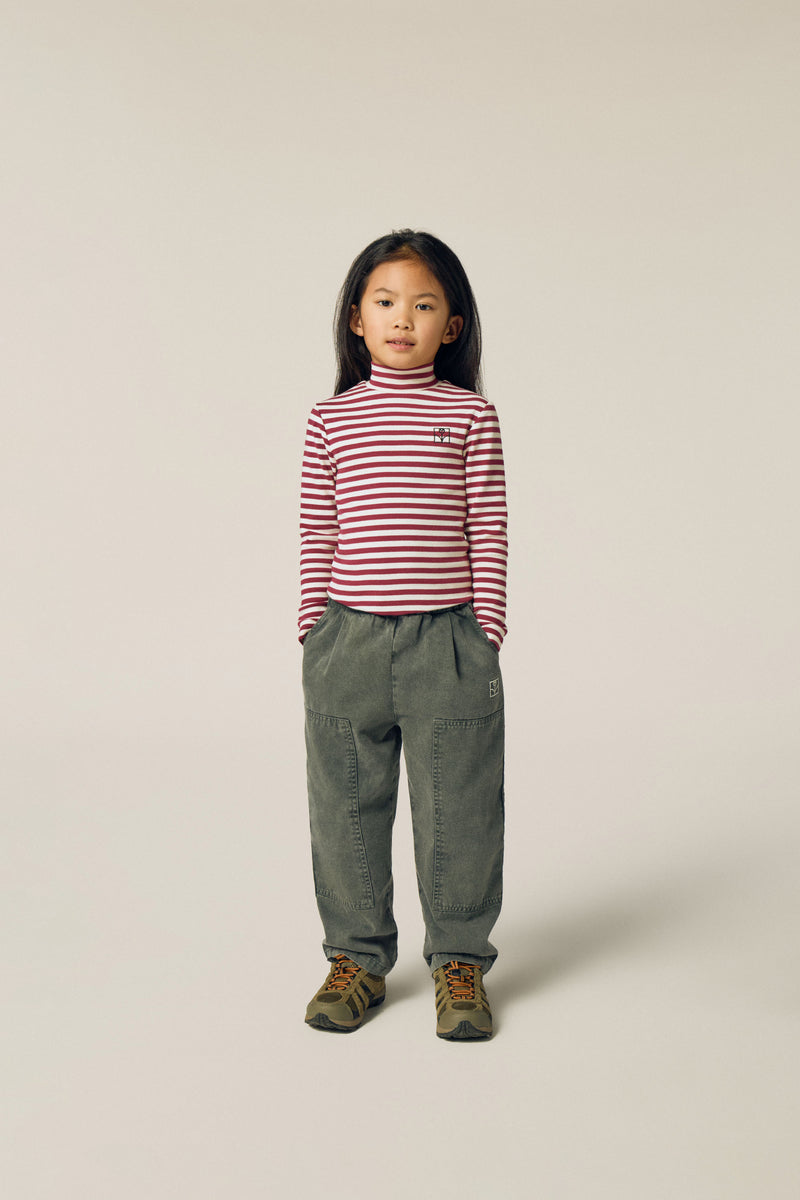 Burgundy Stripes Turtle Neck Tshirt