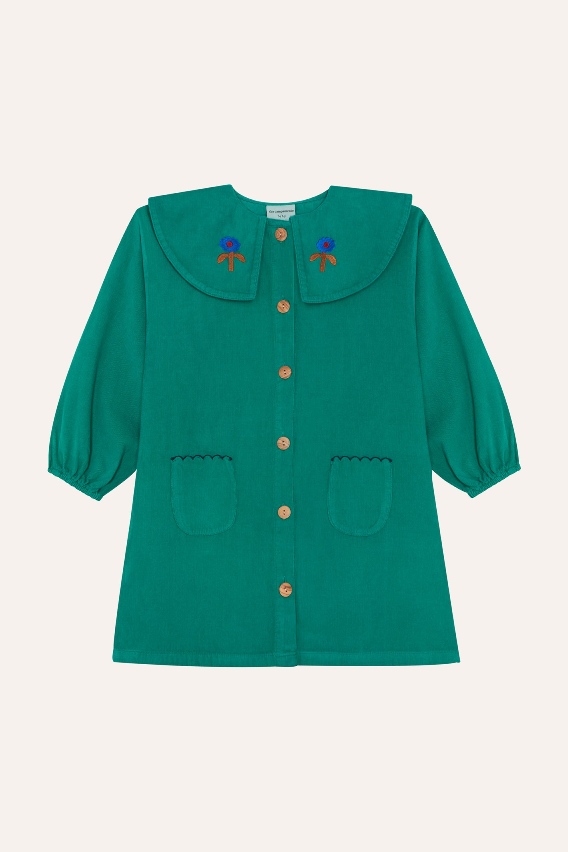 Daisies Embroidery Green Dress GREEN