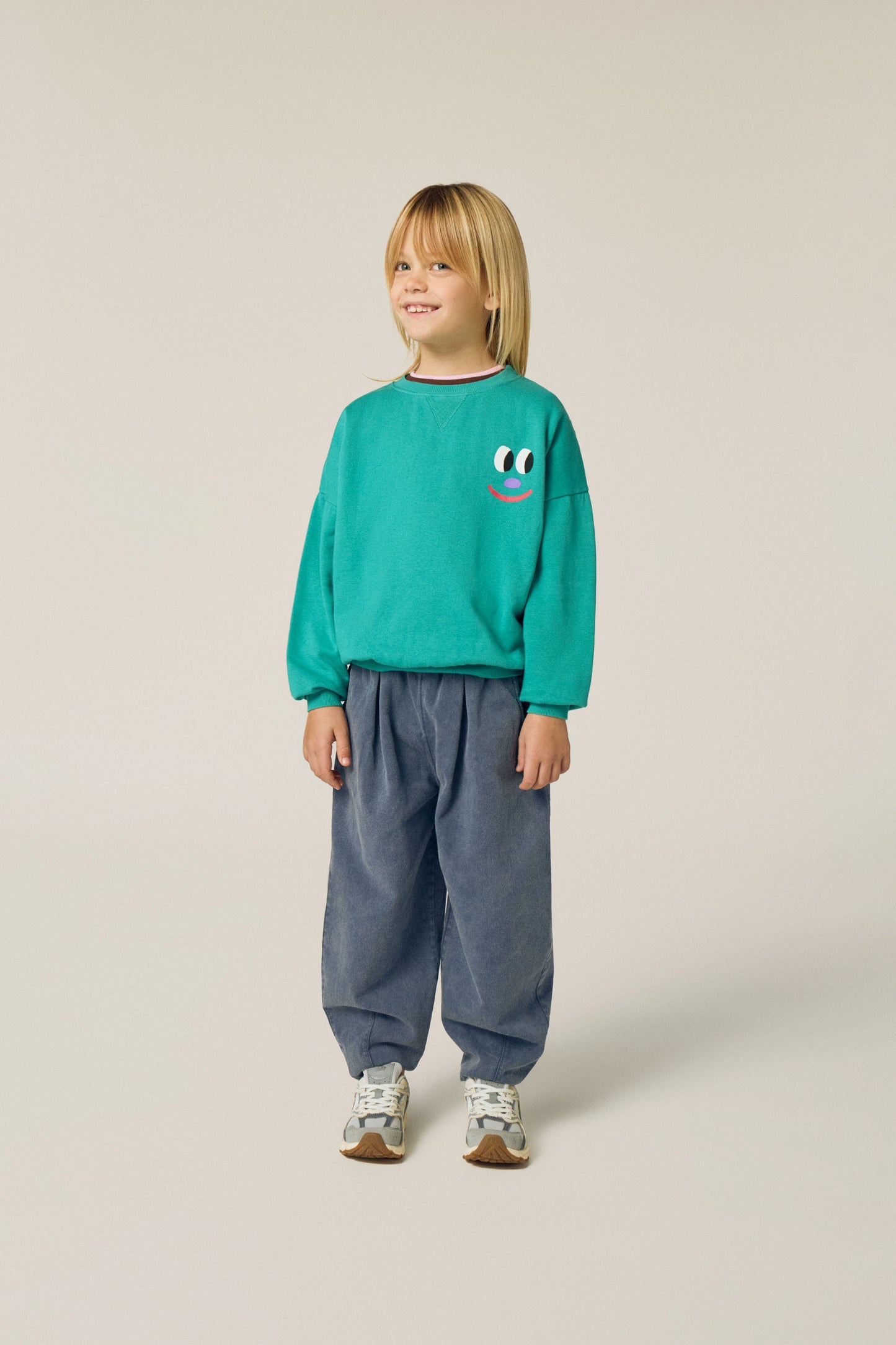 Smiling Face Green Sweatshirt