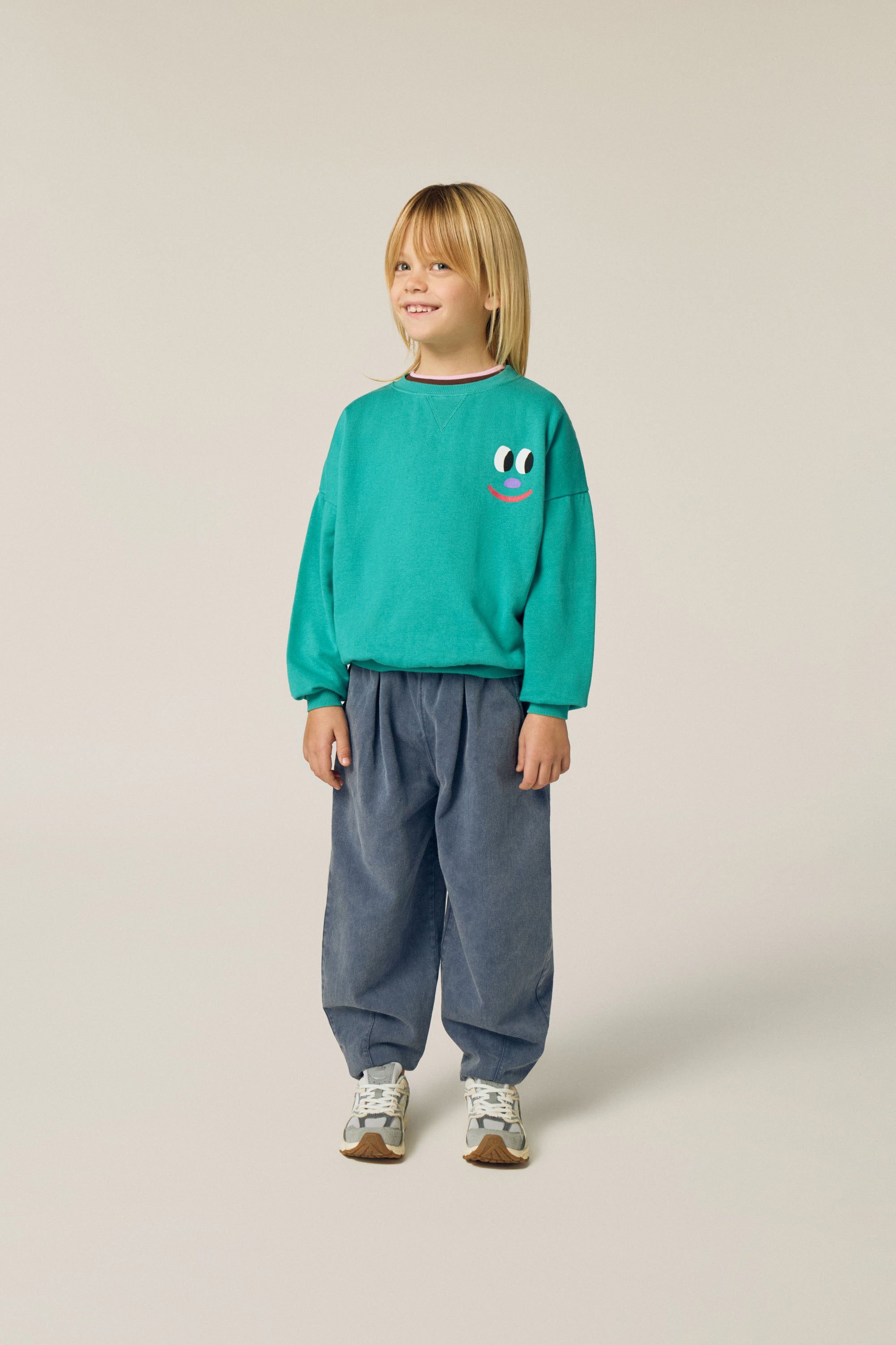 Smiling Face Green Sweatshirt GREEN