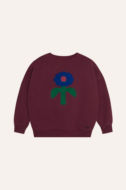 Big Blue Daisy Sweatshirt BURGUNDY
