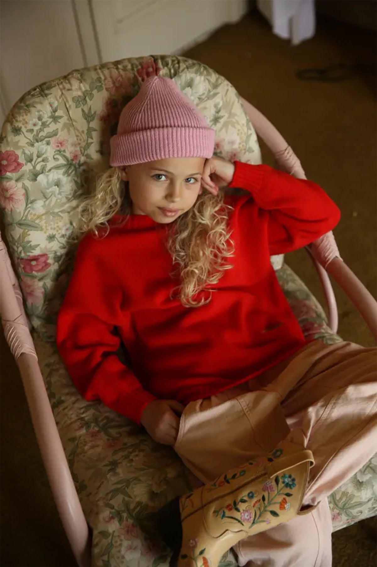 Pull enfant en laine mérinos Kasper POPPY RED
