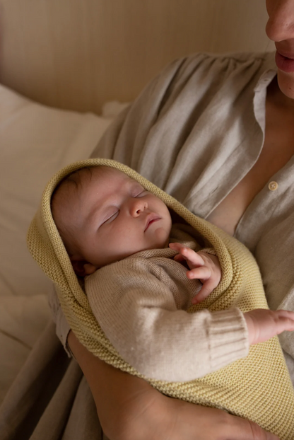 Merino wool cocoon baby blanket LIGHT YELLOW