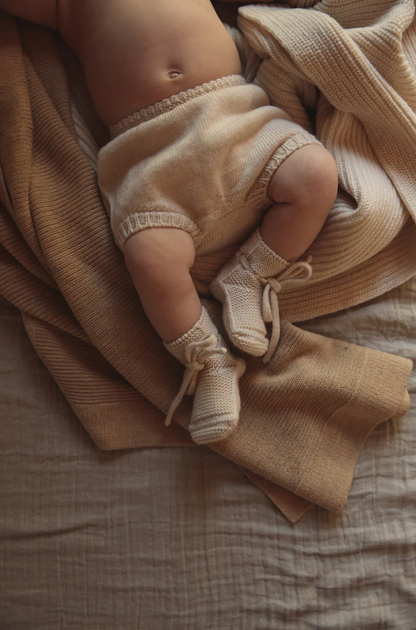 Scarpine morbide per neonati in lana merino CREAM