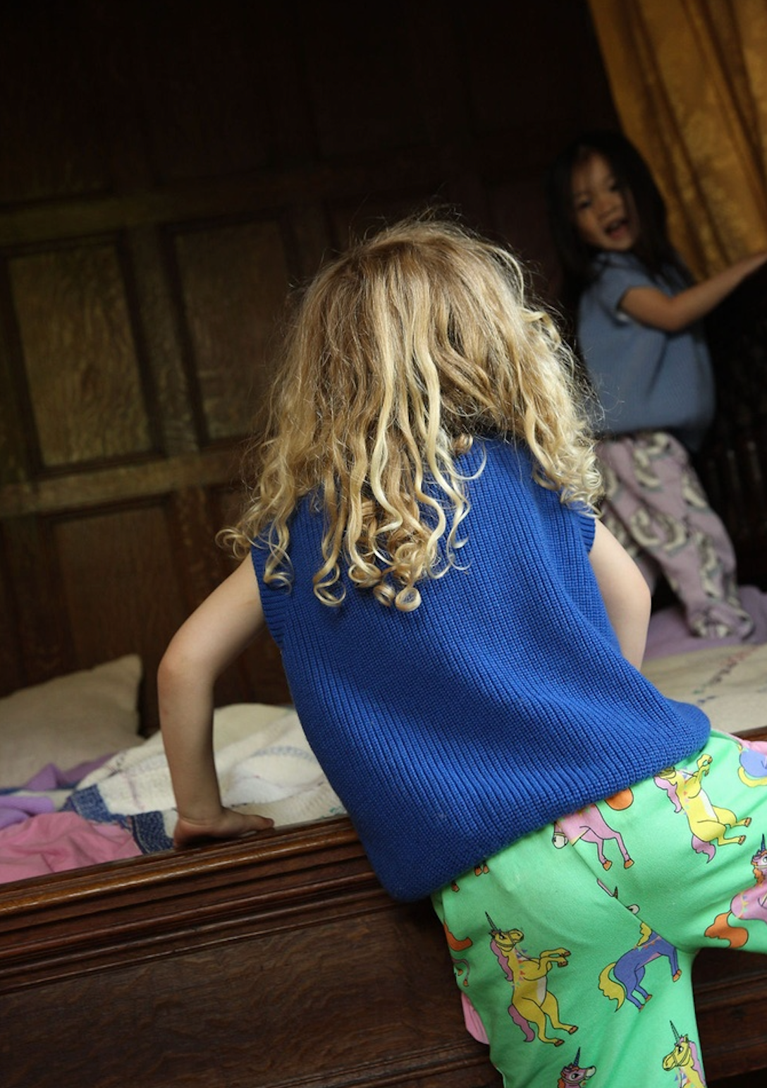 Kamizelka z wełny merino Harvey Kids COBALT BLUE