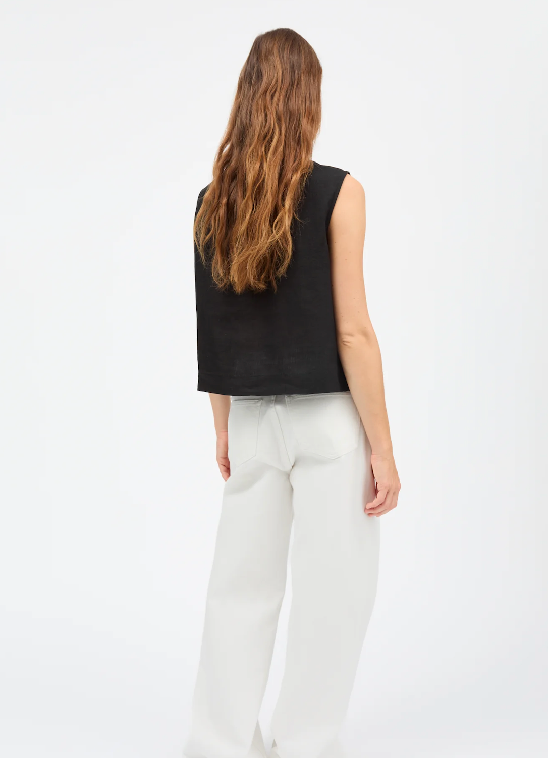 Vetiver Linen Top BLACK