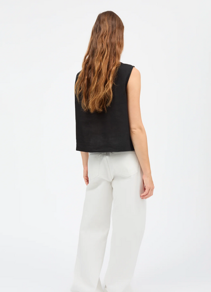 Vetiver Linen Top BLACK