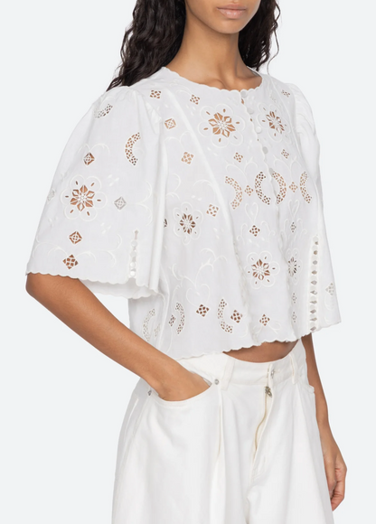 Gardener Embroidery Top WHITE